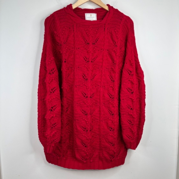 VTG Express Tricot Sweater M Oversized Hand Knit Bobble Festive Holiday Cozy 90s - Picture 10 of 10